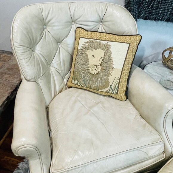 1 Tapestry Lion Golden Brown Throw Pillow by Riverdale 15 Inch Decorative Square - Picture 3 of 11